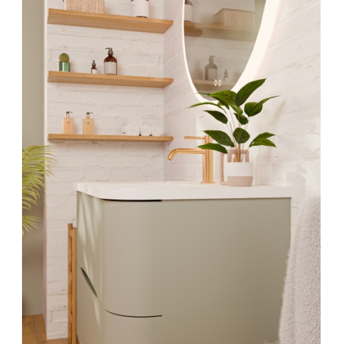 Meuble de salle de bain CURVE 80 cm – Laqué Gris Argile - Design Galbé CURVE_80 CM_GRIS ARGILE_VERTICAL