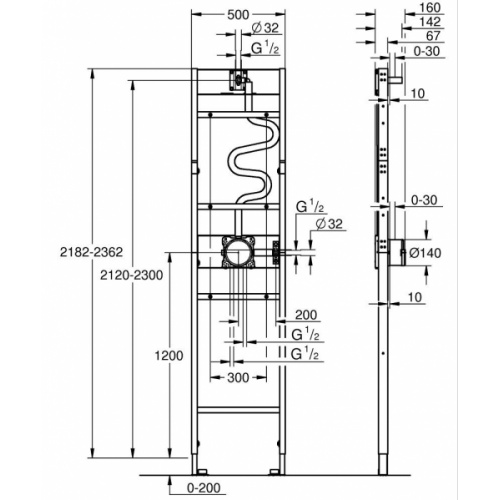 Bâti-douche GROHE RAPIDO Mono - 1057619990 1057619990_03 Bâti-douche GROHE RAPIDO Mono - 1057619990 1057619990_03