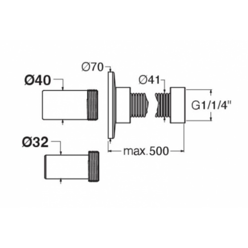 Siphon souple Passepartout pour raccordement 50 cm - PP61051 PP61051 Schéma