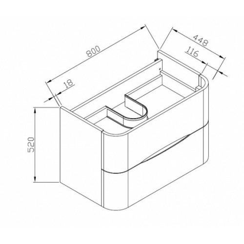 Meuble de salle de bain CURVE 80 cm – Laqué Bleu Azur - Design Galbé Curve Schéma