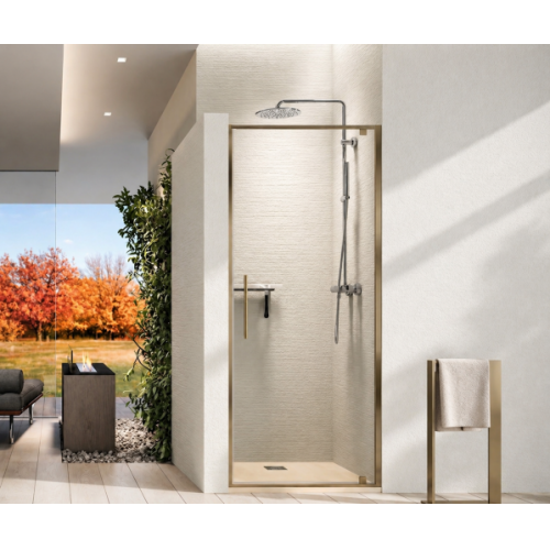 Paroi de douche 1 porte pivotante RIGA G Bronze brossé - 99cm