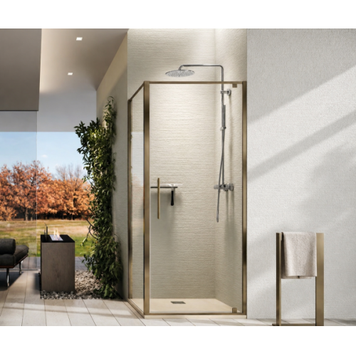 Paroi de douche 1 porte pivotante RIGA G Bronze brossé - 99cm RIGA G Bronze