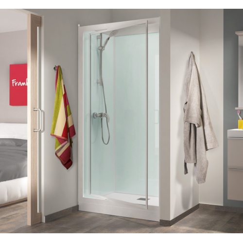 Cabine KINEPRIME GLASS en niche 1 porte pivotante (18 cm) - Mécanique - 100x80cm