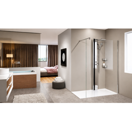 Colonne de douche LINE 1 en aluminium Argent /Bande Noir Mat - Mécanique LINE 1 Argent - Noir Mat