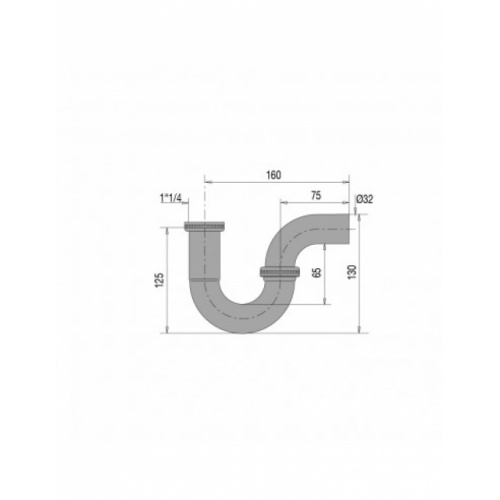 Siphon de lavabo tube, sortie D. 32 mm, h. 125 mm, laiton chromé mat 167100 008 00_1 Siphon de lavabo tube, sortie D. 32 mm, h. 125 mm, laiton chromé mat 167100 008 00_1