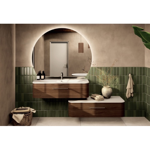 Meuble de salle de bains Noyer Tabac décalé 120cm ECLIPSE Meuble de salle de bains Noyer Tabac décalé 120cm ECLIPSE