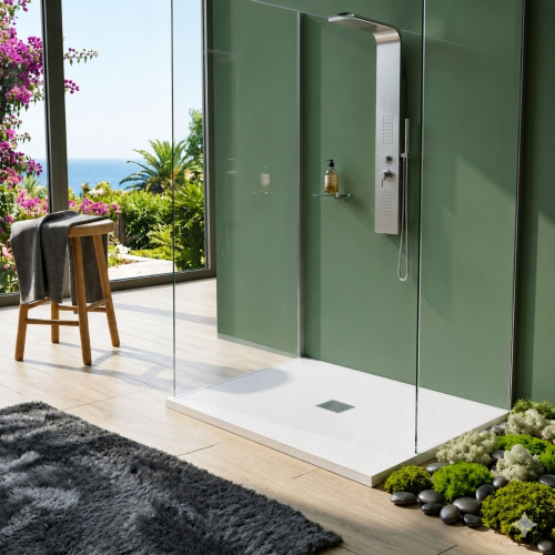 Receveur de Douche Allégé LEGGIO Blanc 90x90cm – Aspect Pierre Texturé et Extra-Plat Receveur de Douche Allégé LEGGIO Blanc 90x90cm – Aspect Pierre Texturé et Extra-Plat