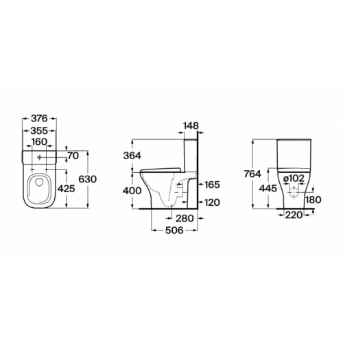 Pack WC Rimless OPTICA – Cuvette Vortex Blanc brillant A342V16000_Schéma Pack WC Rimless OPTICA – Cuvette Vortex Blanc brillant A342V16000_Schéma