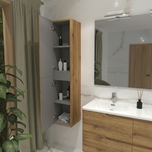 Colonne de salle de bain LUNA 135cm Bois Vieilli Colonne LUNA Ouverte BFV Colonne de salle de bain LUNA 135cm Bois Vieilli Colonne LUNA Ouverte BFV