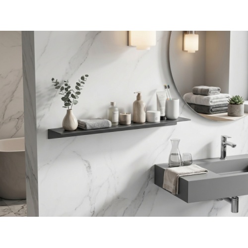 Etagère murale ALU de salle de bains Noir - 120cm