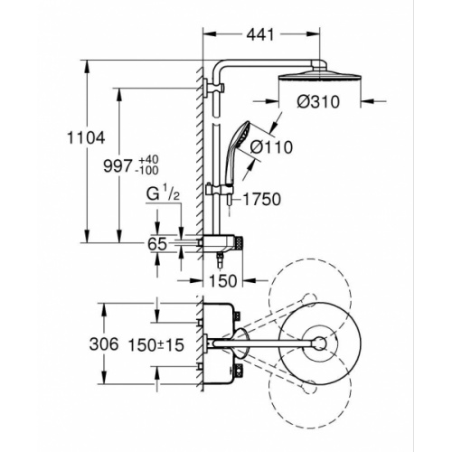 Colonne de douche avec mitigeur thermostatique Euphoria SmartControl System 310 26507000_5