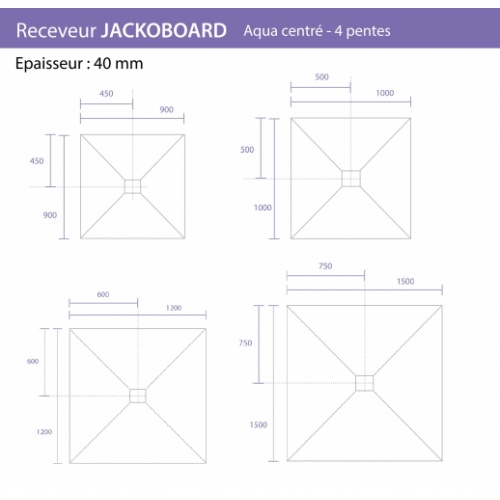 Receveur de douche 90X90 SH, JACKOBOARD Aqua Centré* Aqua Centré Schéma Receveur de douche 90X90 SH, JACKOBOARD Aqua Centré* Aqua Centré Schéma