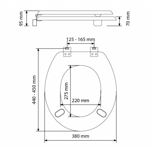 Abattant réhaussé Tradition 70mm pour personne à mobilité réduite 7TD00017606 Schéma