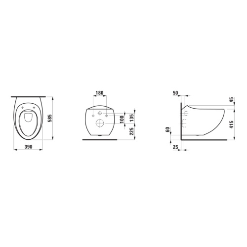 Cuvette suspendue sans bride ALESSI One avec abattant frein de chute Cuvette sans bride ALESSI (2)