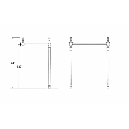 Piètement 610 de lavabo Burlington T23A Nickel Brossé T23A Schéma Piètement 610 de lavabo Burlington T23A Nickel Brossé T23A Schéma