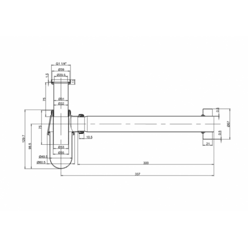 Siphon de lavabo rétro Brushed Nickel W14_LD Siphon de lavabo rétro Brushed Nickel W14_LD