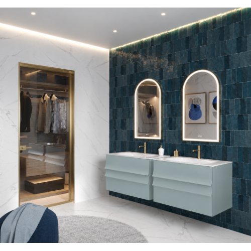 Meuble de salle de bains PAGODE 80cm Fjord - Plan Solid Surface Meuble de salle de bains PAGODE 80cm Fjord - Plan Solid Surface
