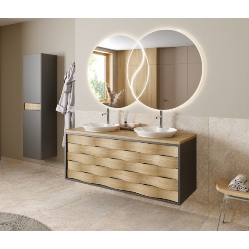 Meuble Sdb ondulé Chêne naturel et Anthracite 120 CASCADE Meuble Sdb ondulé Chêne naturel et Anthracite 120 CASCADE