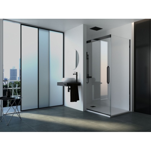 Paroi de douche VITA coulissante derrière mur - VA-211 VA210+290-Trasdemuro-Negro-Transp-Turin-A Paroi de douche VITA coulissante derrière mur - VA-211 VA210+290-Trasdemuro-Negro-Transp-Turin-A
