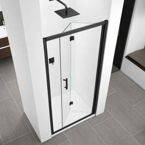 Paroi de douche pliante ZEPHYROS 2.0 S Transparent - Noir Mat - 70cm