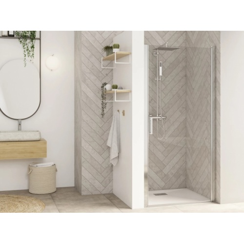 Porte pivotante en niche SMART DESIGN P sans seuil - Transparent - Chromé - 70cm