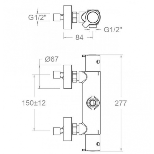 Colonne de douche thermostatique cuivre brossé - 945412Q3RM300CUC* 941202SCUC Mitigeur_1 Colonne de douche thermostatique cuivre brossé - 945412Q3RM300CUC* 941202SCUC Mitigeur_1