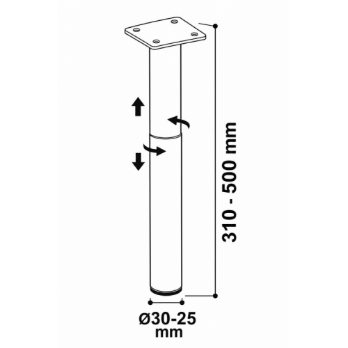 Pied de meuble réglable en acier chromé 31 à 50cm Schéma technique d’un pied réglable Pied de meuble réglable en acier chromé 31 à 50cm Schéma technique d’un pied réglable