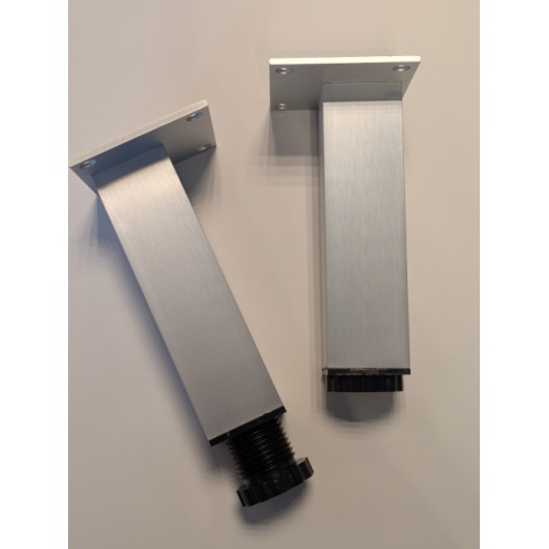 Jeu de 2 pieds de meuble 15cm Alu anodisé brossé Pieds Alu brossé 15 cm (2)