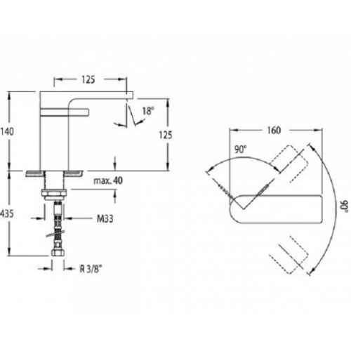 Mitigeur lavabo chromé AROLA 2601 2601 - COTE