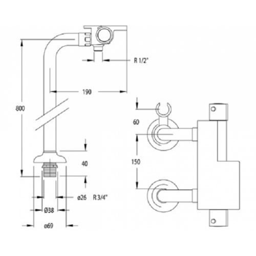 Mitigeur Bain/Douche Termoarola sans douchette 2635S 2635-S COTE