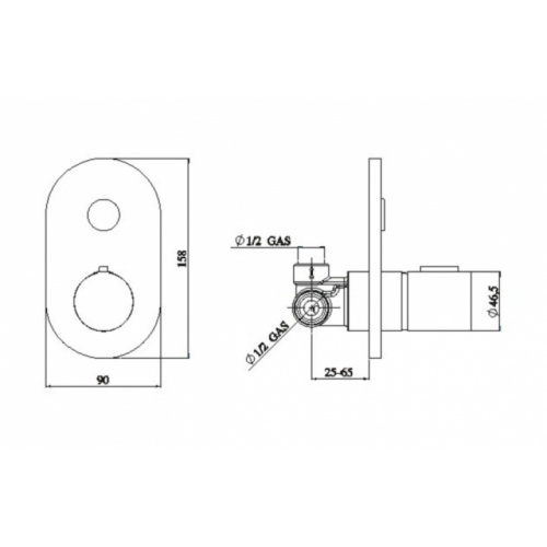 Mitigeur douche à encastrer chromé LIKID LK00108 COTE