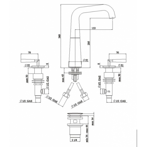 Mélangeur lavabo 3 trous chromé LIKID LK00211-2