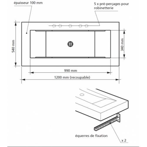 Plan vasque à carreler Aéro PANODUR Schéma plav vasque aero2