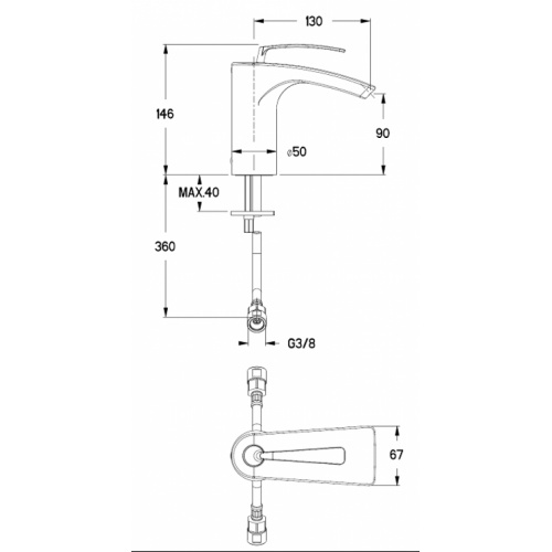 Mitigeur lavabo BOLLICINE - BO22051 Bo22051 cote