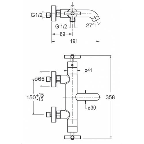 Mitigeur Bain/Douche thermostatique EXECUTIVE EV15851 Ev15851 cote