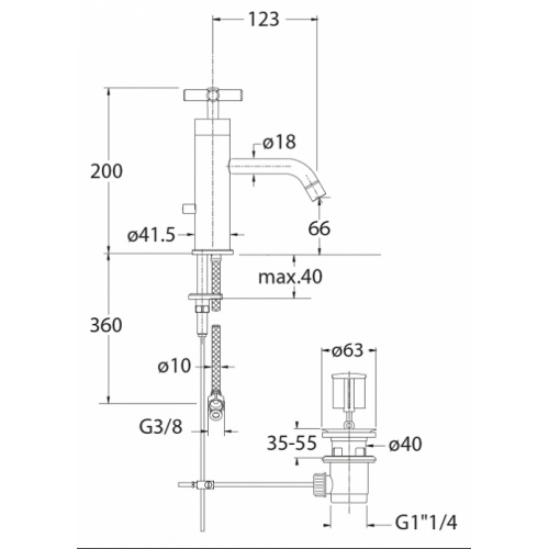 Mitigeur lavabo EXECUTIVE EV20851 Ev20851 cote