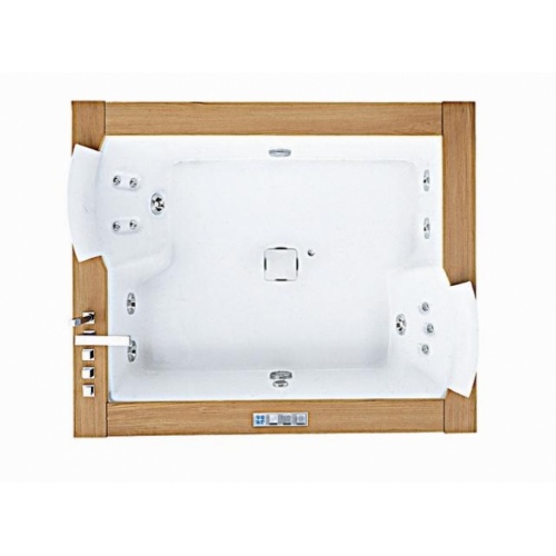 Baignoire balnéo 2 places AURA PLUS 180x150 Teck JACUZZI Auraplus dessus bd