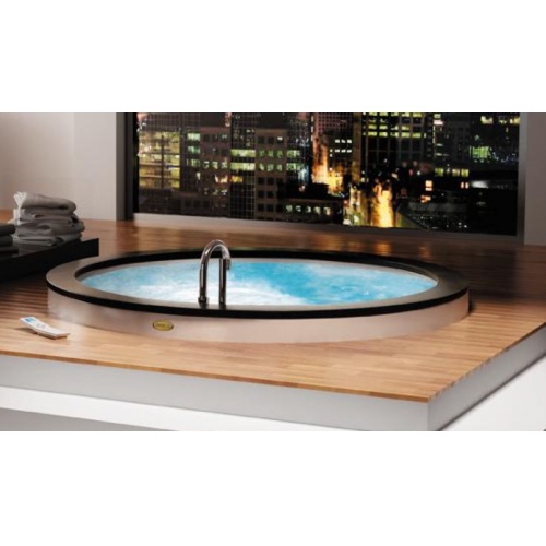 Baignoire balnéo NOVA WOOD Ø 180cm Wengé à encastrer avec Aquasystem JACUZZI Auraronde bd3