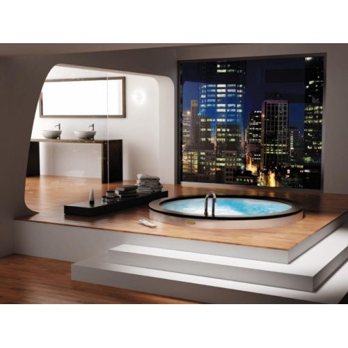 Baignoire balnéo NOVA WOOD Ø 180cm Wengé à encastrer avec Aquasystem JACUZZI Auraronde bd2