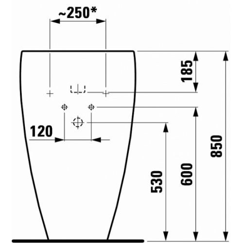 Lavabo avec colonne Alessi Laufen Tdf1 811971 v global tf techdrawing