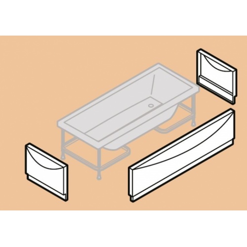 Baignoire CALOS 2.0 - 3 Tabliers (Frontal+2 Latéraux) - 180x80cm - Blanc Mat 3 tabliers