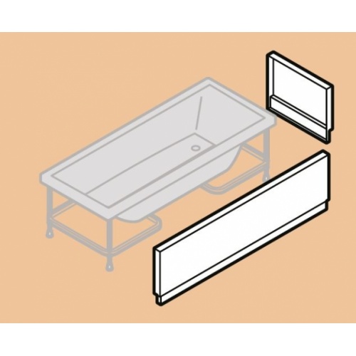 Baignoire CALOS 2.0 - 2 Tabliers (Frontal+Latéral) - 160x70cm - Blanc Mat 2 tabliers