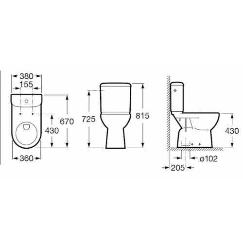 Pack WC confort Access Sortie verticale Roca Access cote sv