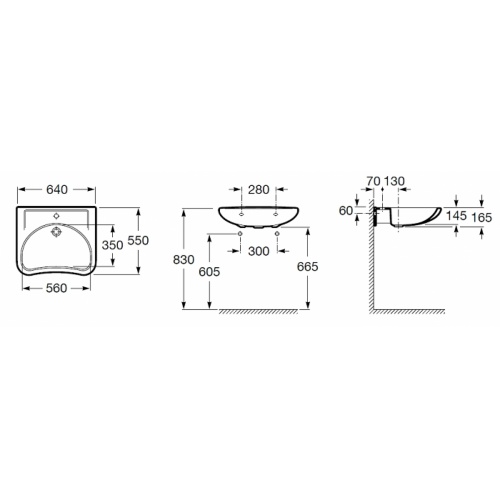 Lavabo PMR ergonomique ACCESS Roca Access cote 3