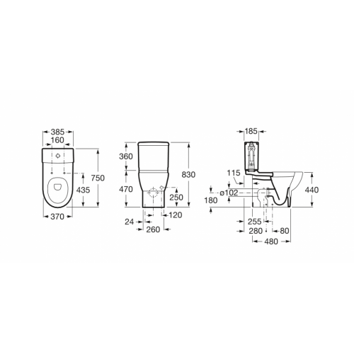 Pack WC Confort Méridian-N Sortie duale Roca Meridian cote