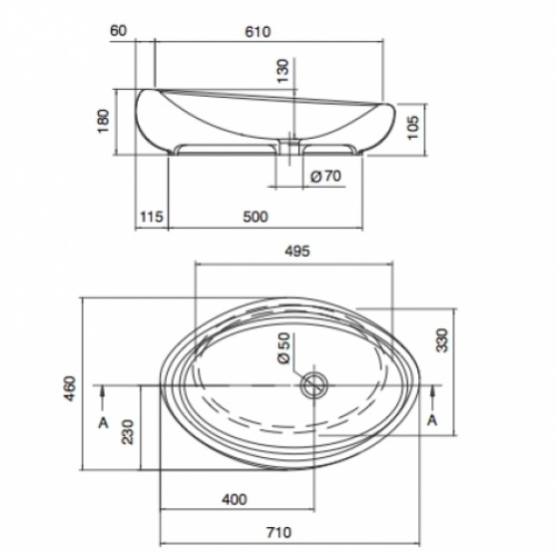 Vasque à poser Moai 71 blanche Scarabeo 8601 8601 specs