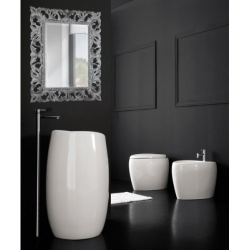 Lavabo sur colonne Moai blanche Scarabeo 8603 Moai 01