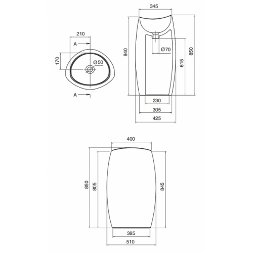 Lavabo sur colonne Moai blanche Scarabeo 8603 Moai 8603 cote