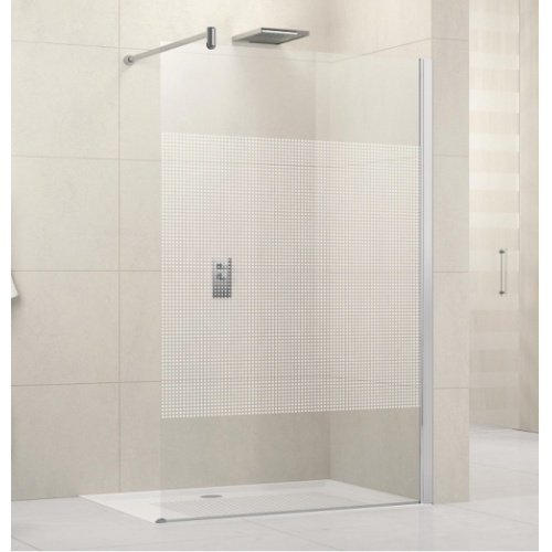 Paroi de douche fixe Lunes H 100cm Serigraphie Silver