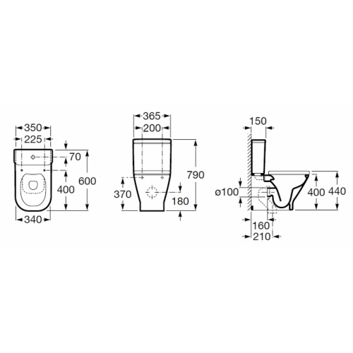 Pack WC Compact THE GAP SQUARE - Alimentation latérale inférieure* Cleanrim cote